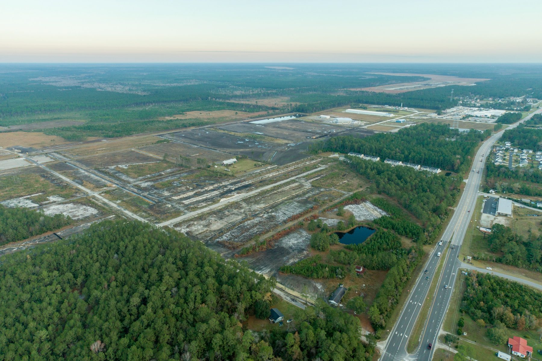 Aerial of Camp Davis Industrial Park Phase II with US Highway 17 frontage carrying 26,500 vehicles per day