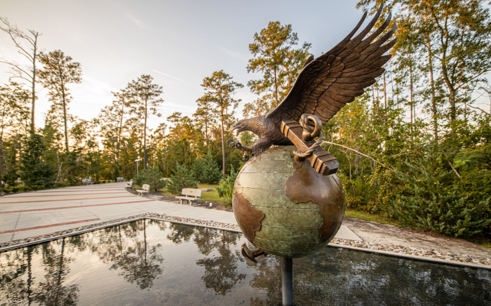 Eagle, Globe and Anchor monument at Lejeune Memorial Gardens