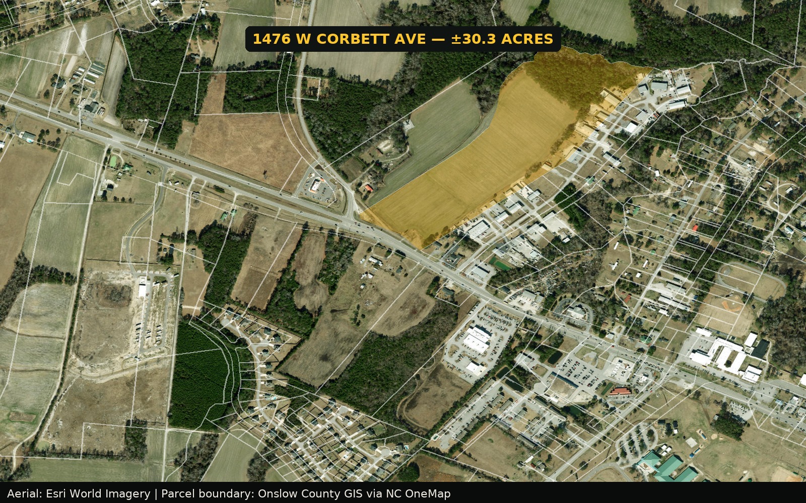 County GIS aerial map with the 1476 W Corbett Avenue property highlighted